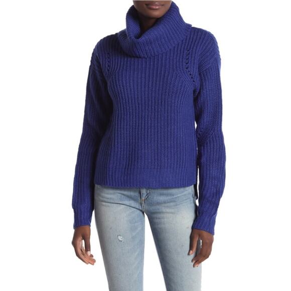 Ten Sixty Sherman Chunky Knit Cowl Neck Sweater - Blue - Medium - Picture 5 of 13